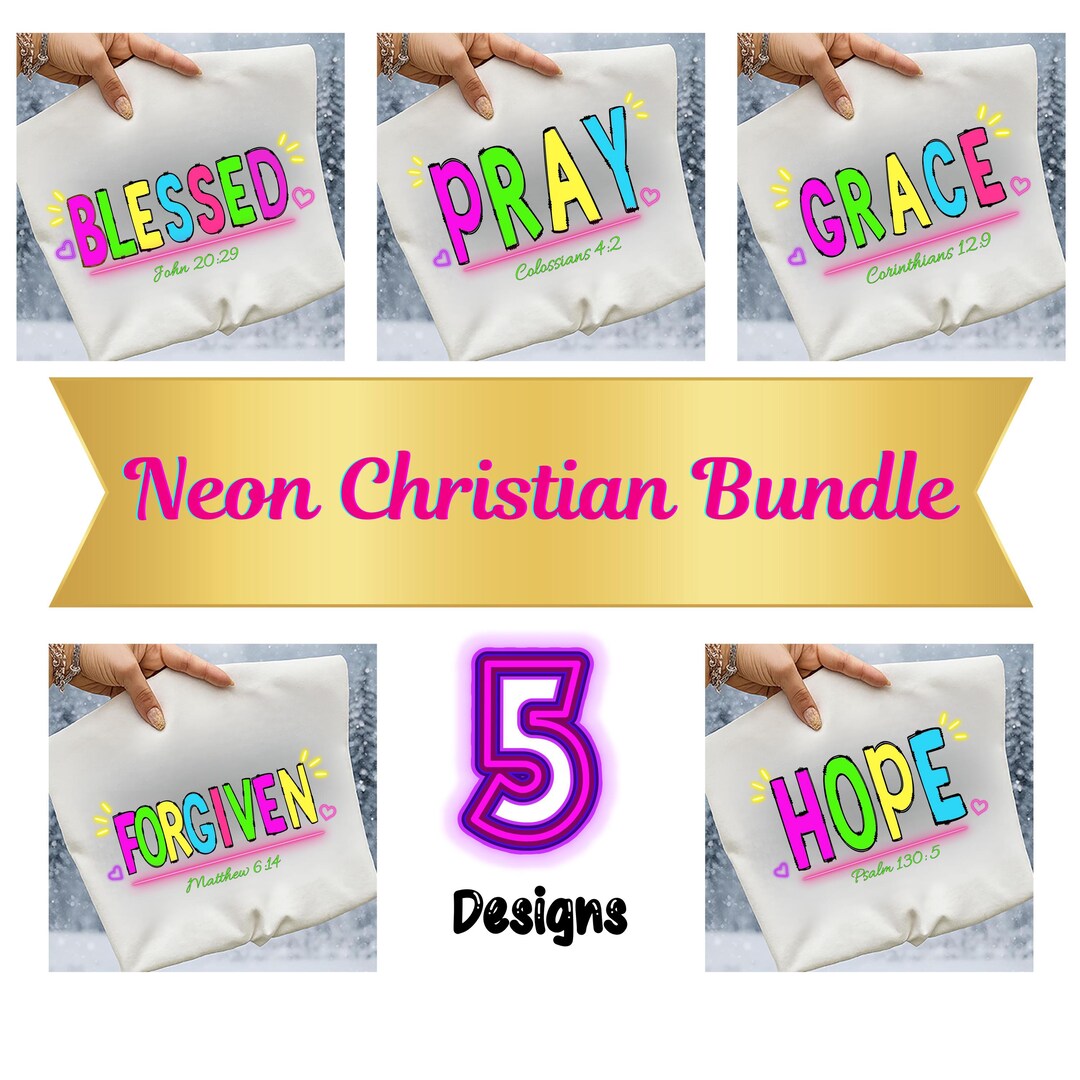 Preppy Neon Checkered Bible Bundle Png, Blessing Grace Pray Hope Png ...