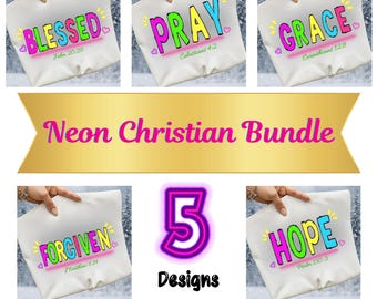 Preppy Neon Checkered Bible Bundle Png, Blessing Grace Pray Hope png, Checkered Jesus Png, Jesus Christian Sublimation, Bible Verse Design