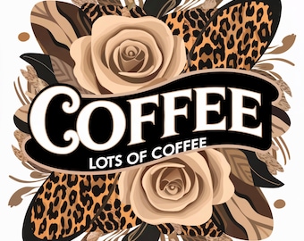 Design de estampa floral de leopardo em café (PNG, JPEG)