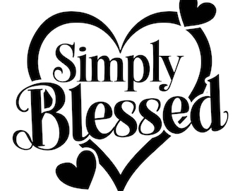 Simply Blessed Black Heart PNG: Christian Quote (Digital Download)