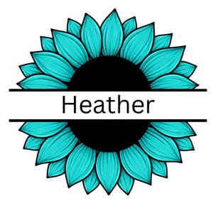 Bewerkbare gesplitste zonnebloembundel, gesplitste monogram zonnebloemen, gepersonaliseerde naamlijst, zonnebloem luipaard, voeg je eigen tekst toe, canvasjabloon afbeelding 5