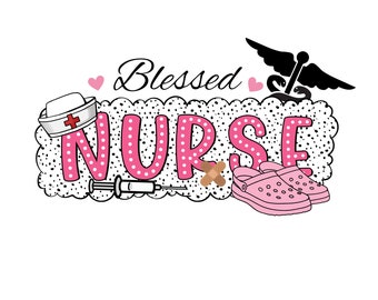 Blessed Nurse Dalmatian Dots PNG: Pink Medical Clipart (Digital Download)