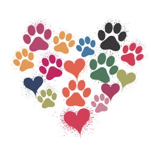 Colorful Paw Heart PNG: Dog Lover Sublimation Design (Digital Download)