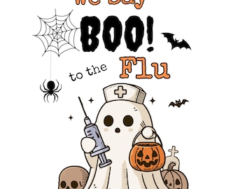 Halloween-verpleegster spook png: "Boo To The Flu" clipart (digitale download, 2 png's/2 pdf's)