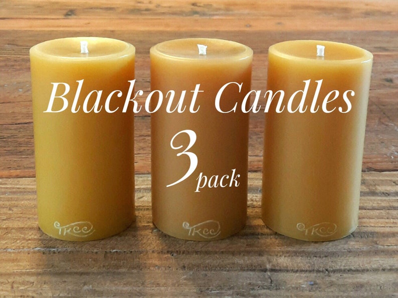 Blackout Candles 3Pack Pure Beeswax Pillar Candles 8.5cm x Etsy