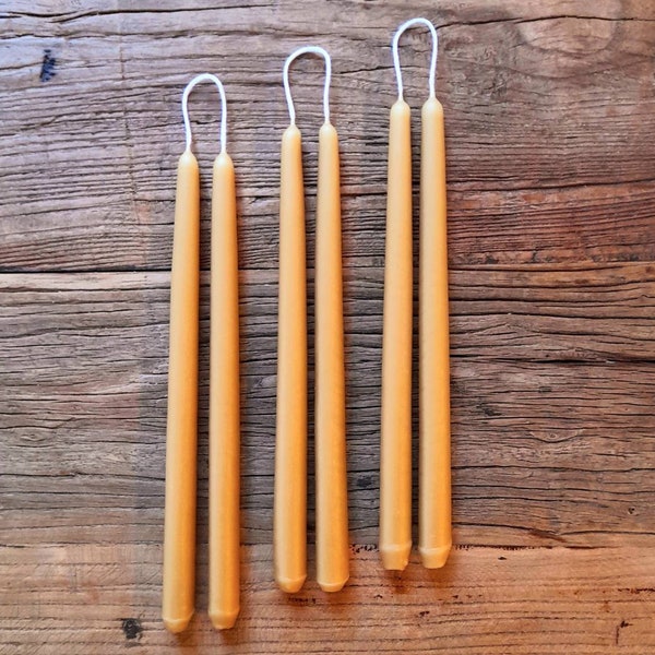 Beeswax Candles, Hand Dipped Beeswax Taper Candles - Linked Pair 1.5cm x 23cm