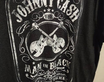 Johnny Cash Man in Black Tee Shirt 2XL