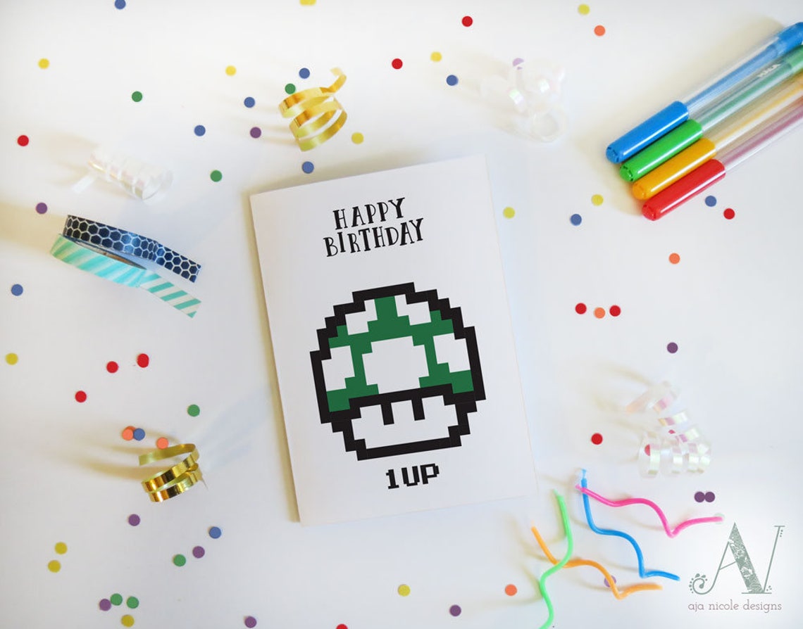 Instant Download Super Mario Birthday Card 5x7in Printable Birthday ...