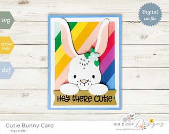 Layered Bunny Card SVG: Cricut & Silhouette Cut File (Digital Download)