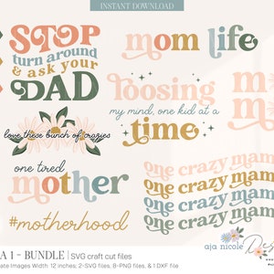 Mom Quotes Sublimation Designs: T-Shirt File Bundle (Digital Download)
