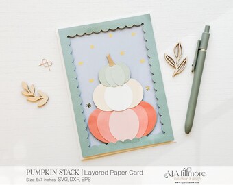 Layered Pumpkin Card SVG: Fall Paper Craft (Digital Download)