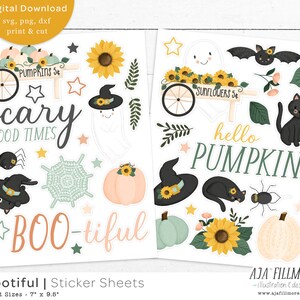 adesivi di halloween, adesivi stampabili, clipart di halloween, adesivi digitali, adesivi stampati e tagliati, adesivi autunnali, clipart, svg