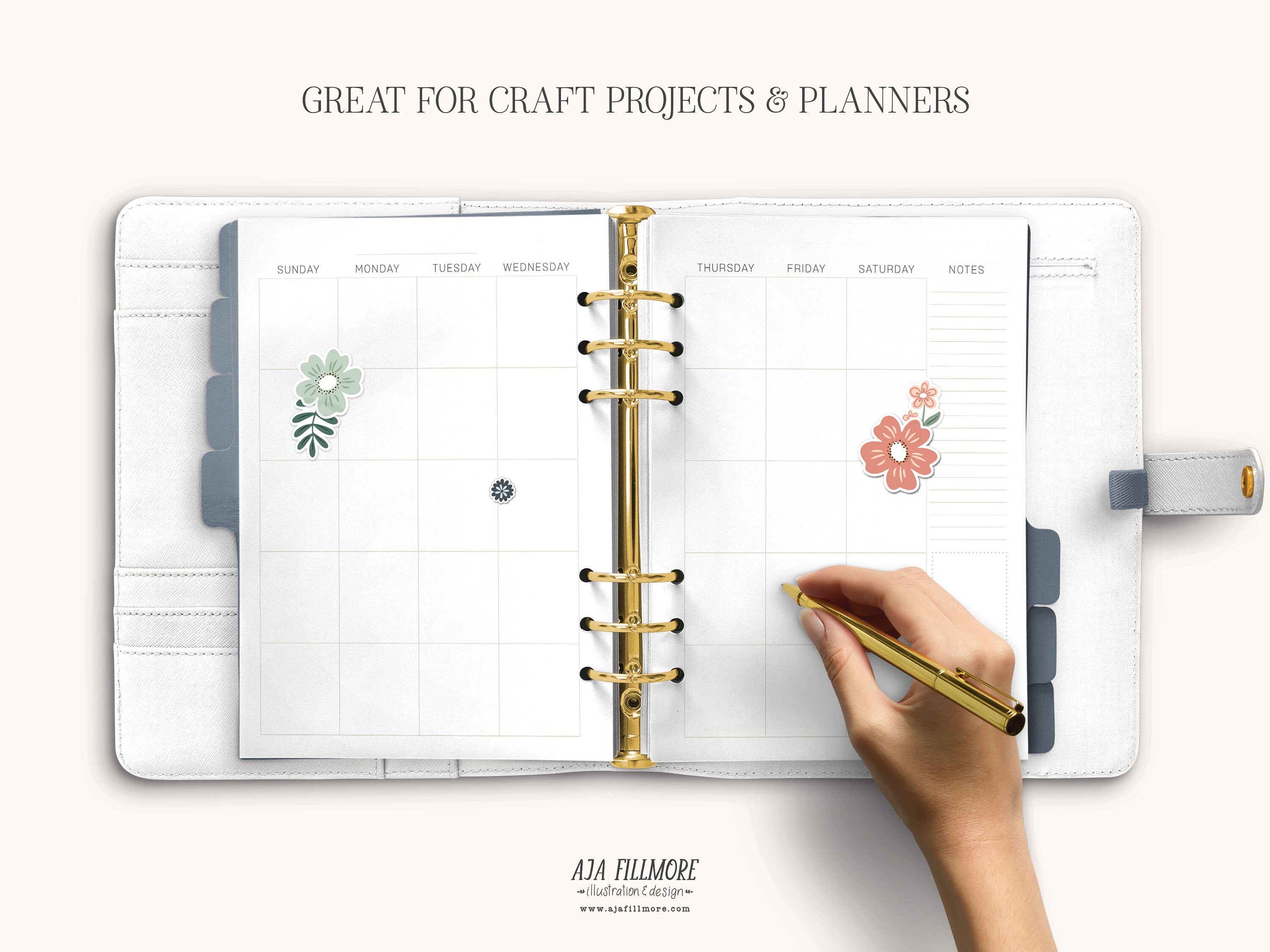 Floral Stickers: Kinley Blooms Planner Stickers (digital Download) - Etsy