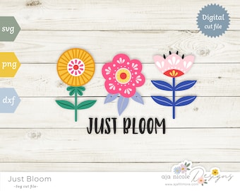 Folk Art Flower SVG Bundle: Cricut & Silhouette Cut Files (Digital Download)