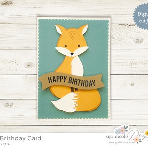 Carte renard svg, renard coupé fichier, renard en couches, carte svg, renard carte svg en couches, svg, fichier coupé svg, fichier cricut, fichier silhouette, renard svg, anniversaire