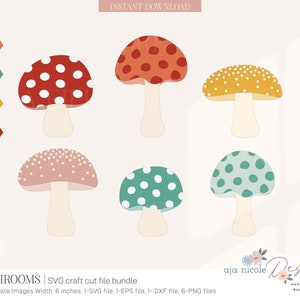 Mushroom SVG Bundle: Craft Cutting Files (Digital Download)