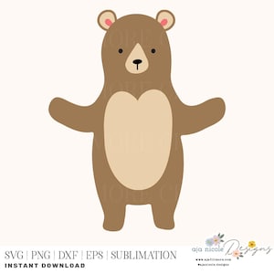 File di taglio SVG orso, Clipart di animali carini del bosco, File di taglio Silhouette Cricut, Download digitale, SVG fauna selvatica della foresta, Modello di artigianato fai da te