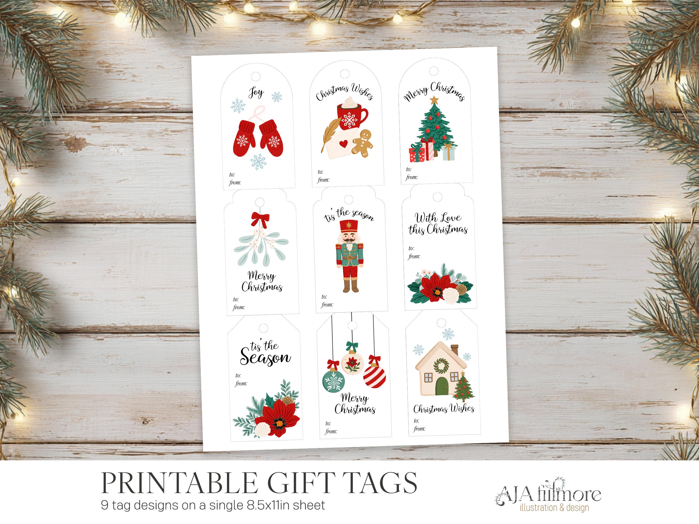Printable Christmas Gift Tags, Holiday Gift Tag PDF, Cute Christmas ...