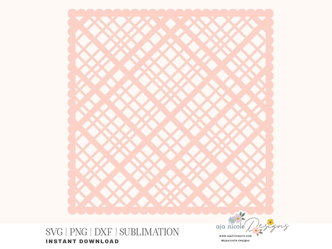 Scalloped Plaid SVG Background, Lattice Pattern Cut File, Intricate ...