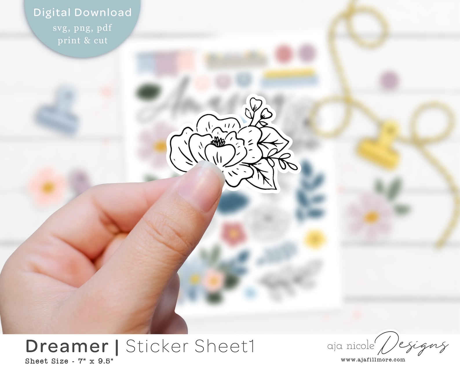 Flower Stickers, Printable Stickers, Flower Clipart, Digital Stickers ...