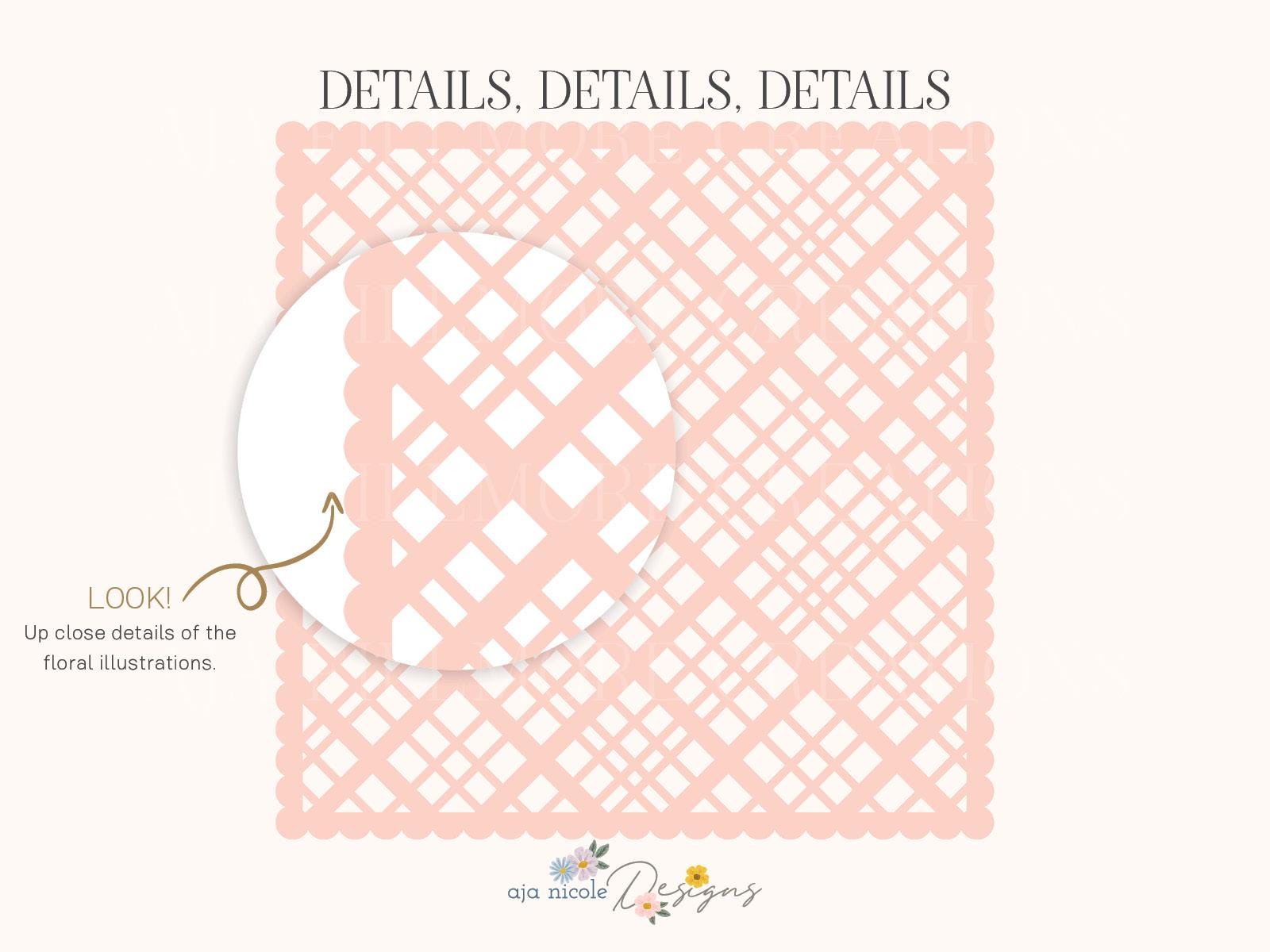 Scalloped Plaid SVG Background, Lattice Pattern Cut File, Intricate ...