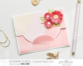 Floral Card SVG: Flower Greeting Card Cut File for Cricut & Silhouette (Digital Download)