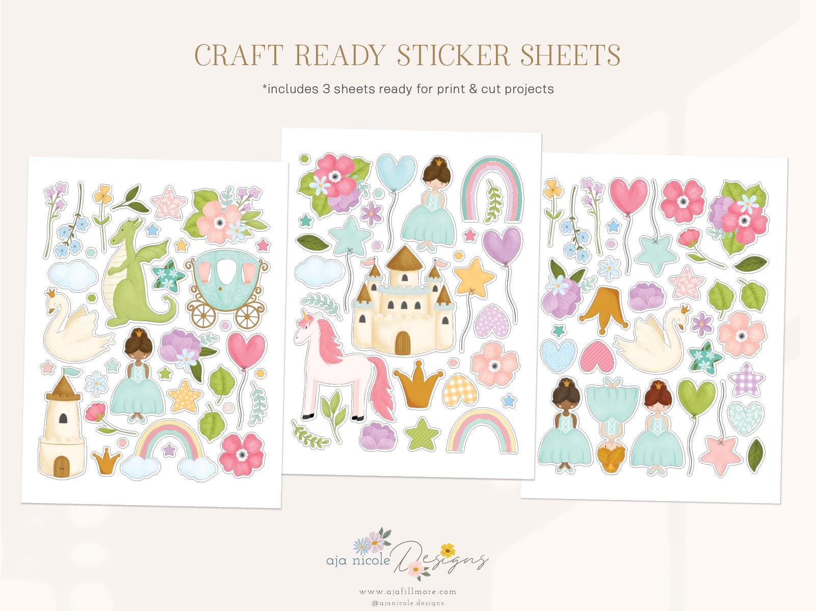 Princesscore Stickers Princess Digital Stickers, Printable Stickers, Princess Clipart ...