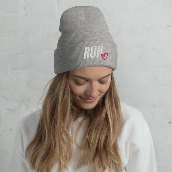 Run With Heart Beanie, Winter Running Hat - Etsy display picture 1