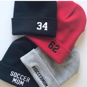 Beanie Hat Number Hat Beanie Hat with Jersey Number Beanie Hat for Athlete