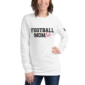 Camiseta de manga larga "Football Mom Life" - Personalízala con tu número de camiseta (opcional)