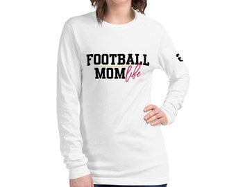 Football Mom Life Long Sleeve Tee - Personalize with Jersey Number (Optional)