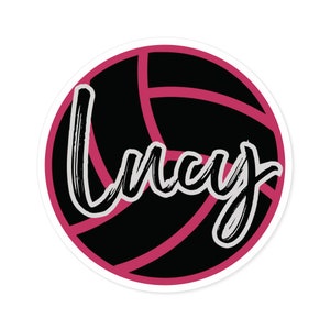 Personalized Volleyball Stickers Round Volleyball Stickers Volleyball Sticker with Name