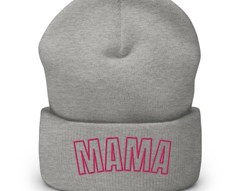 Embroidered Mama Beanie Hat - Personalized Acrylic Winter Hat