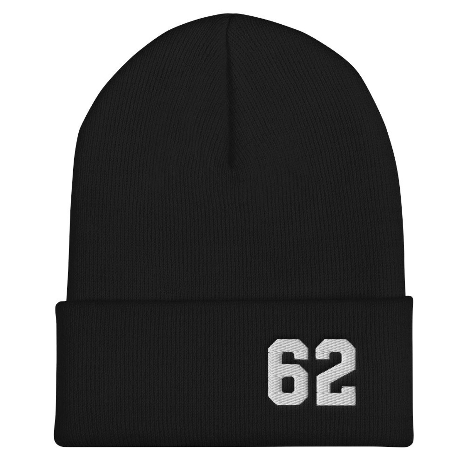 Cuffed Beanie Hat Personalized with Jersey Number Etsy