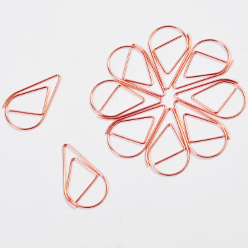 Copper Paper Clips. Tear Drop Paperclips. Rose Gold Pear Etsy UK