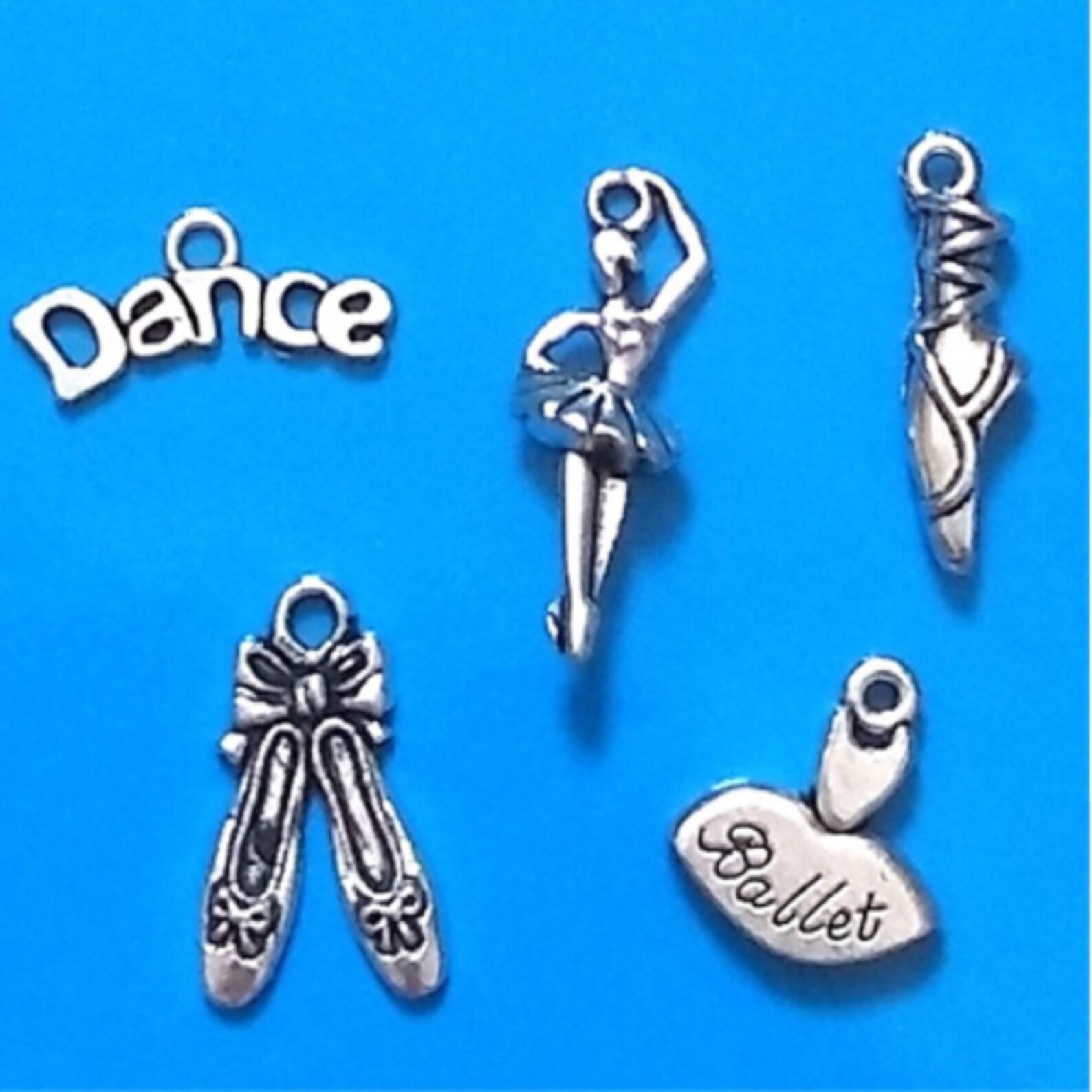 Dance Charms. 5 Silver Dancing Charms. Ballet Hobby Charms. Etsy