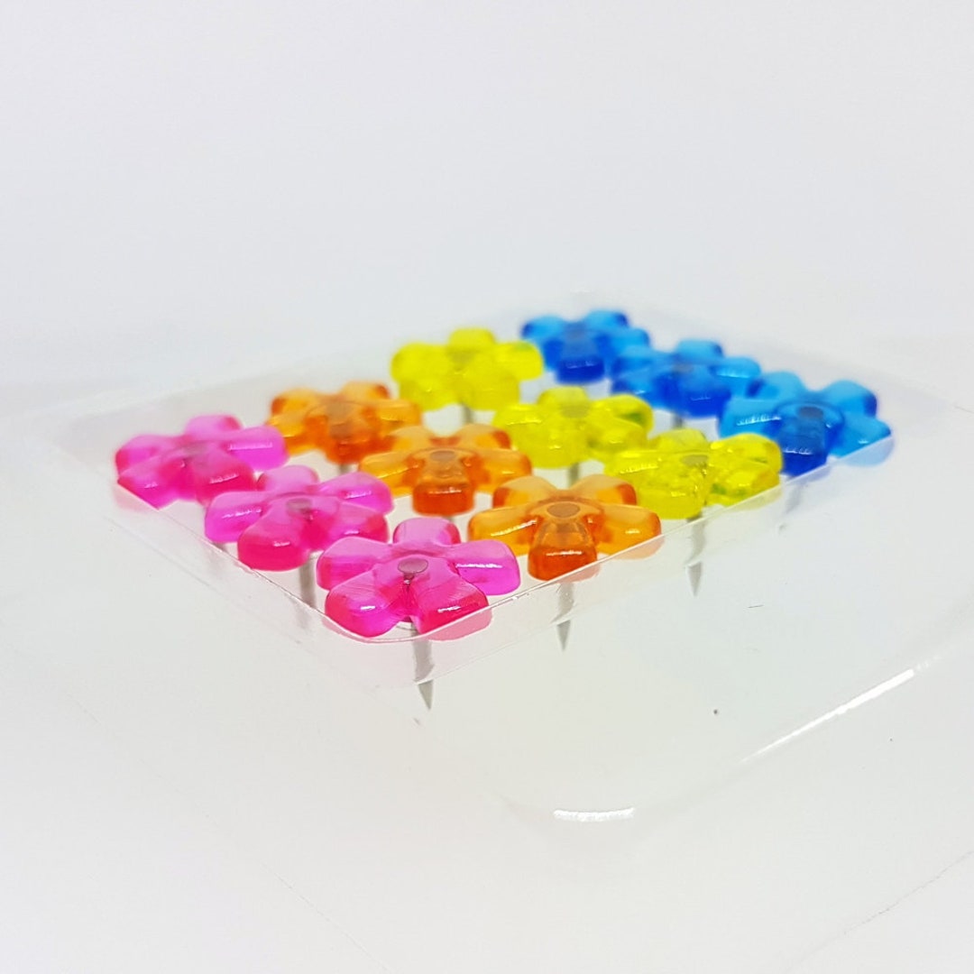 Rainbow Push Pins. Flower Pushpins. Floral Thumb Tacks. Etsy UK