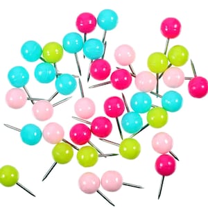 Novelty Push Pins. Candy Round Pushpins. 12 Pink Ball Thumb Tacks. Novelty Drawing Pins. Round Push Pin. Cork Board Pins. Novelty Stationery