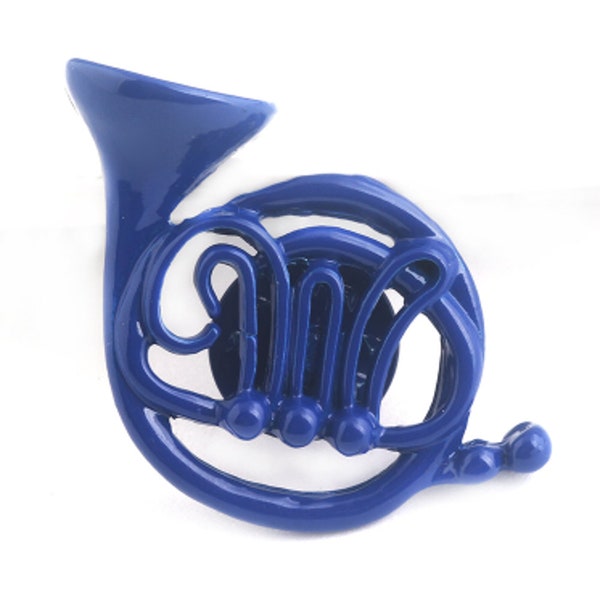 Blue French Horn. TV Enamel Pin. Unusual Music Christmas Present. Blue French Horn Pins. Musical Enamel Pin. Stocking Filler Xmas Gift.