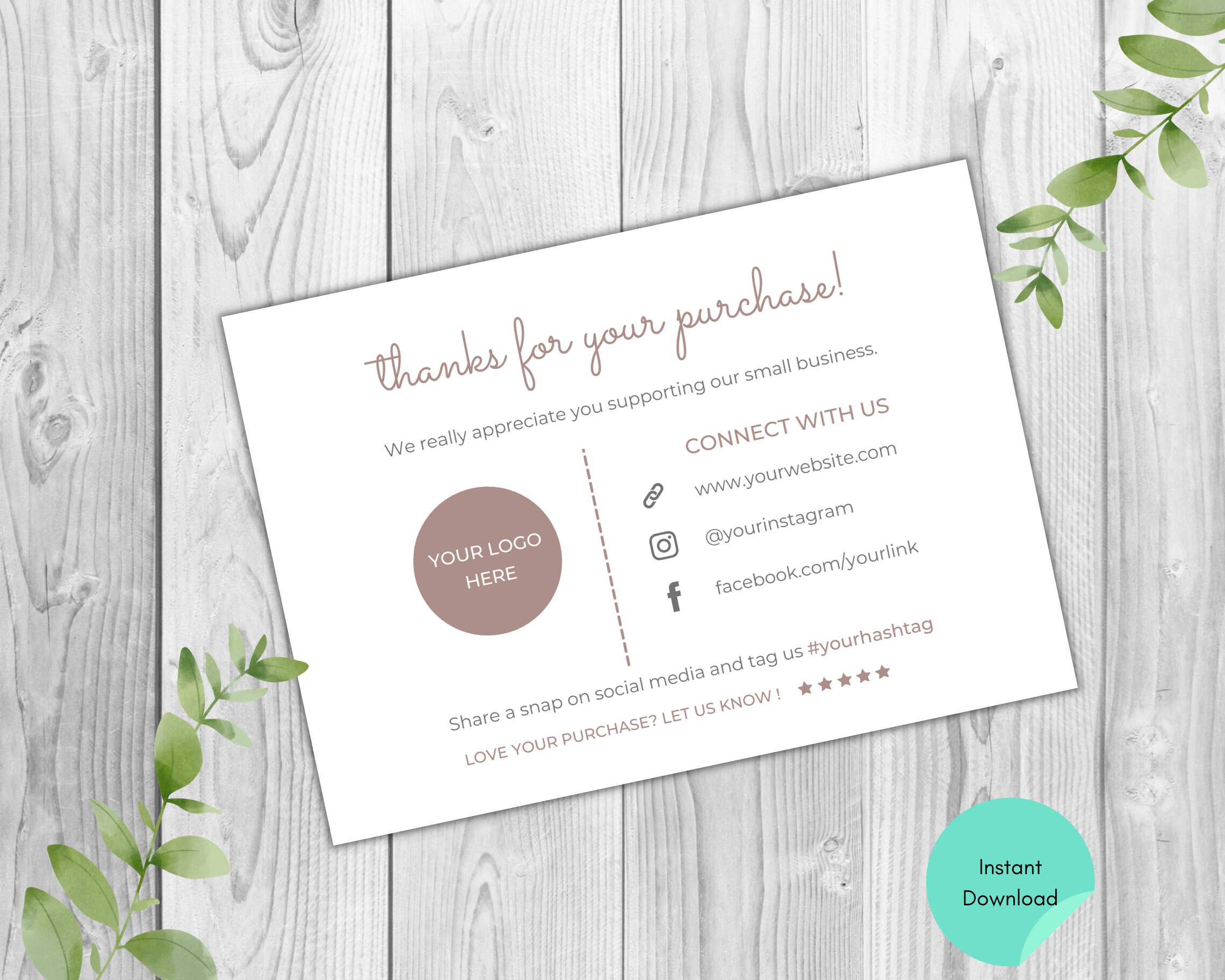 Nude Shades Designer Thank You Card Template Editable Thank Etsy