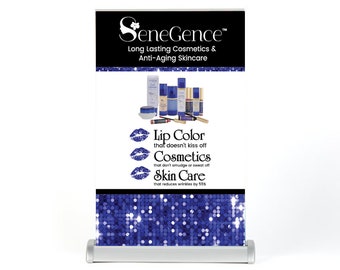 Table Top SeneGence Skincare Banner Design, Printed and Shipped Retractable Banner, SeneGence banner, Retractable banner, LipSense Banner