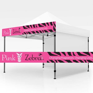 Printed and Shipped Pink Zebra Tent Banner, Vendor Banner, Pink Zebra banner, Retractable banner, Pink Zebra