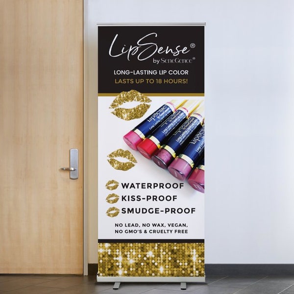 Printed and Shipped LipSense Banner Design, Retractabele Vendor Banner, SeneGence banner, LipSense sign, Retractable banner, LipSense Banner