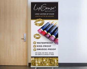Printed and Shipped LipSense Banner Design, Retractabele Vendor Banner, SeneGence banner, LipSense sign, Retractable banner, LipSense Banner