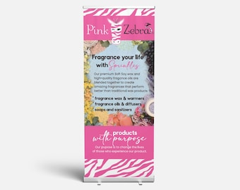 Pink Zebra Retractable banner, Pink Zebra banner, Pink Zebra vendor sign, Pink Zebra Street Vendor Event