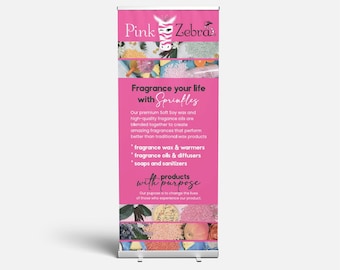 Pink Zebra Retractable banner, Pink Zebra banner, Pink Zebra vendor sign, Pink Zebra Street Vendor Event