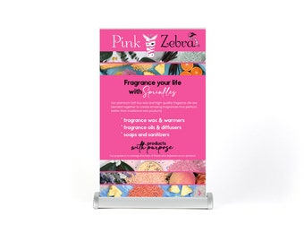 Pink Zebra Table Top Retractable banner, Pink Zebra banner, Pink Zebra vendor sign, Pink Zebra Street Vendor Event