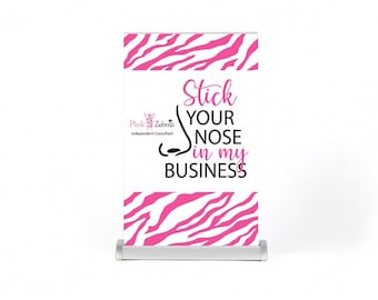 Pink Zebra Table Top Retractable banner, Pink Zebra banner, Pink Zebra vendor sign, Pink Zebra Street Vendor Event