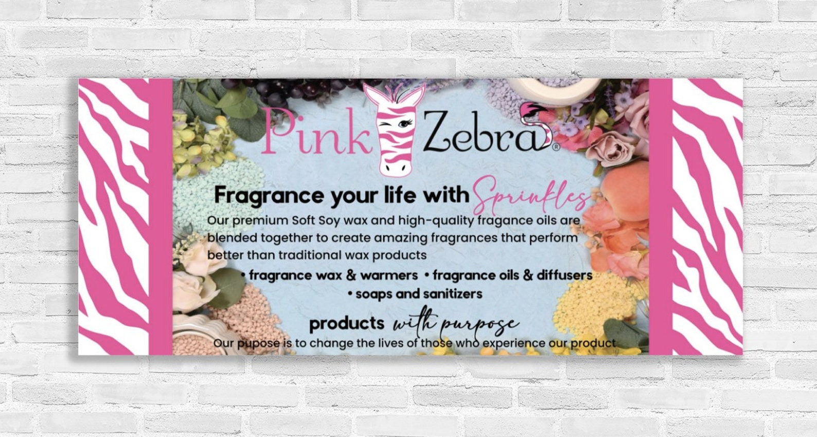 Pink Zebra Horizontal Banner Pink Zebra Banner Pink Zebra Etsy