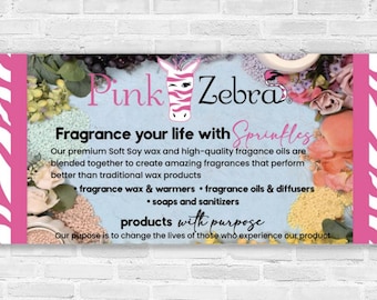 Pink Zebra Horizontal banner, Pink Zebra banner, Pink Zebra vendor sign, Pink Zebra Street Vendor Event